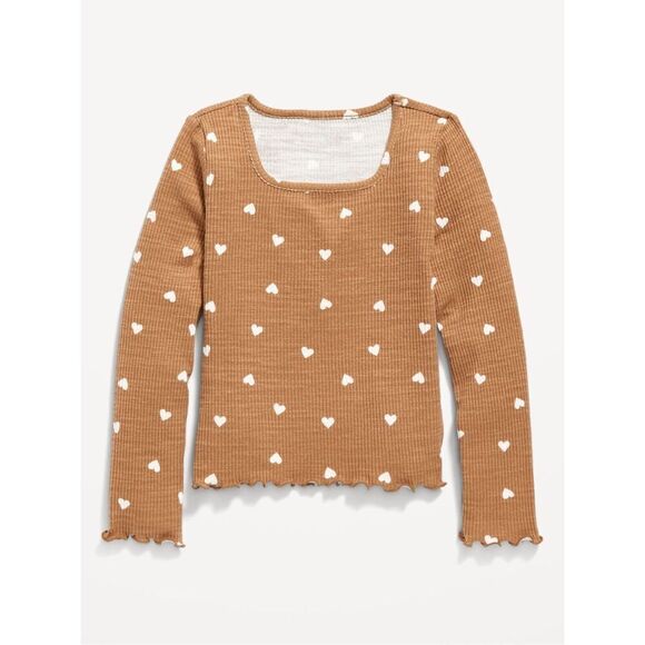 NEW OLD NAVY Girls M(8) Cozy Rib-Knit Long-Sleeve Printed Top BUY 2 GET 1 FREE - Picture 1 of 5
